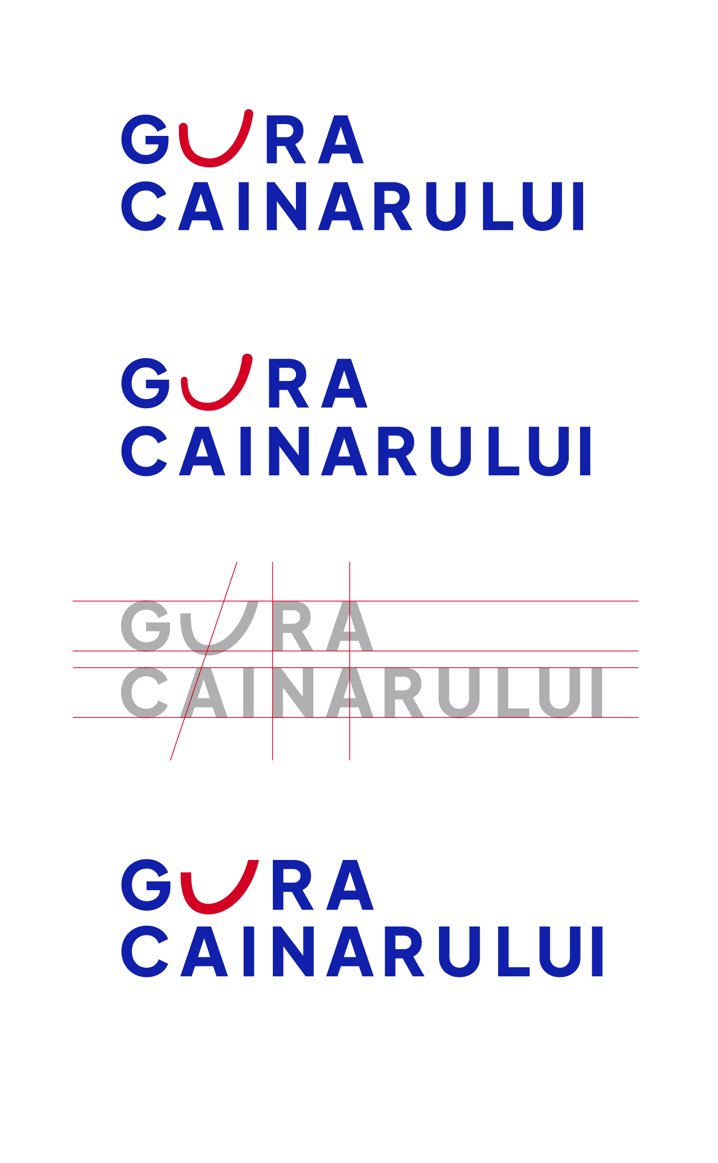 Runda de corecții a U-zâmbetului, în patru trepte, cu grila de construcție