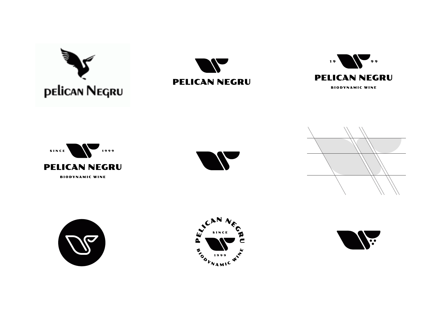 Prima versiune de logo - direcția geometrică, variante de lockup