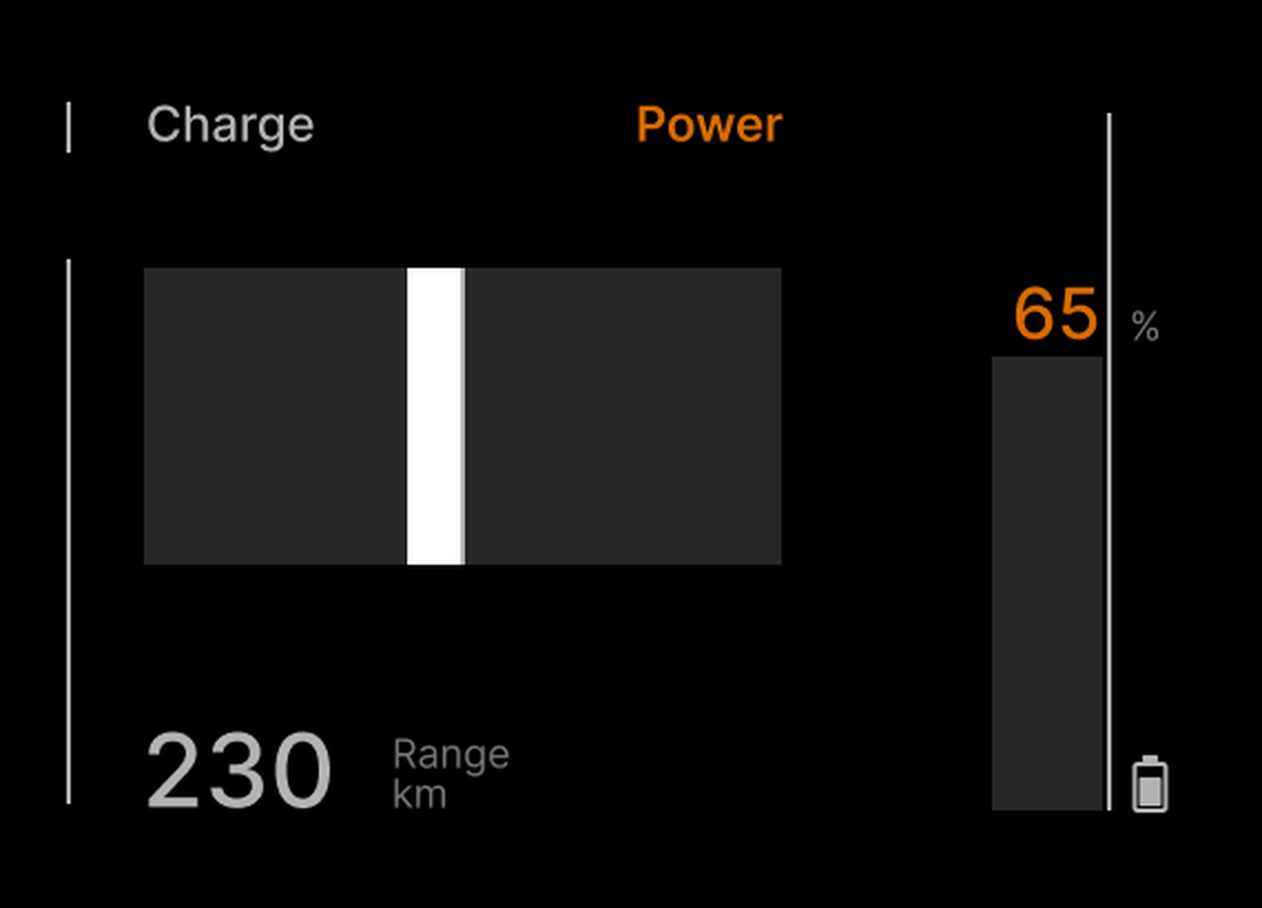 Detail: the horizontal Charge/Power bar next to the vertical battery bar