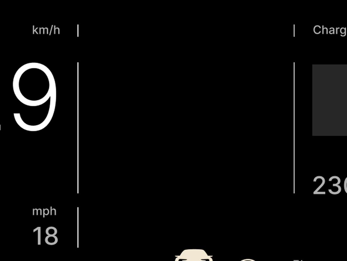 Detail: the empty space between the speed rail and the energy rail, in the centre of the screen