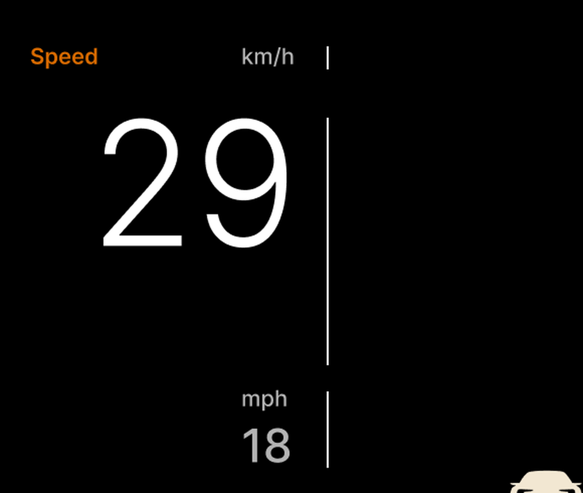 Detail: the three vertical lines around the speed