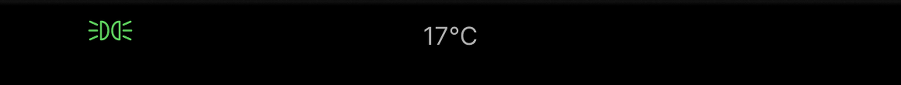 Detail: the top row - lights tell-tale on the left, temperature on the right, no clock