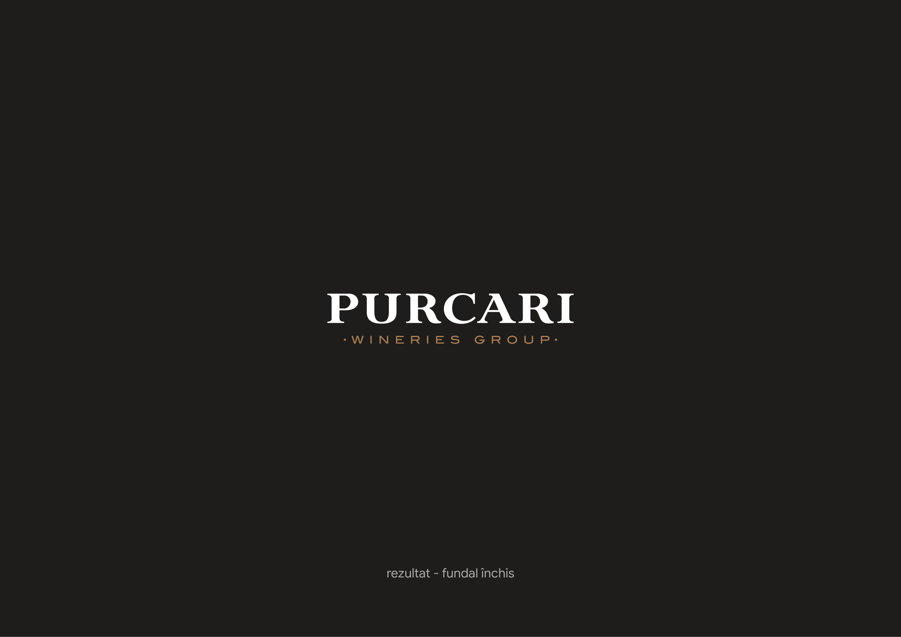 Logotipul PURCARI rafinat, cu lockup-ul Wineries Group - pe fundal închis