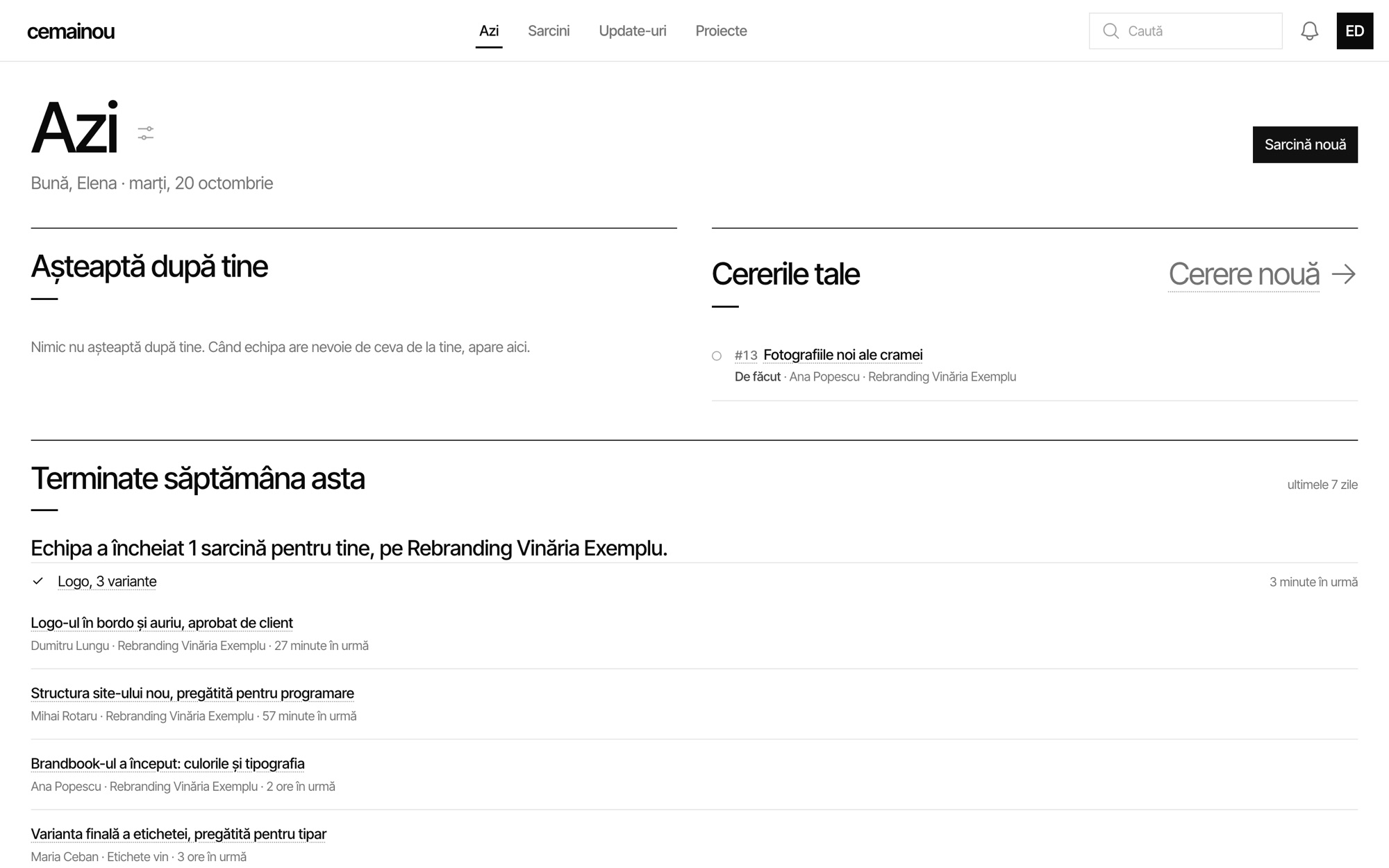 Ce vede clientul: cererile lui și ce s-a terminat pentru el