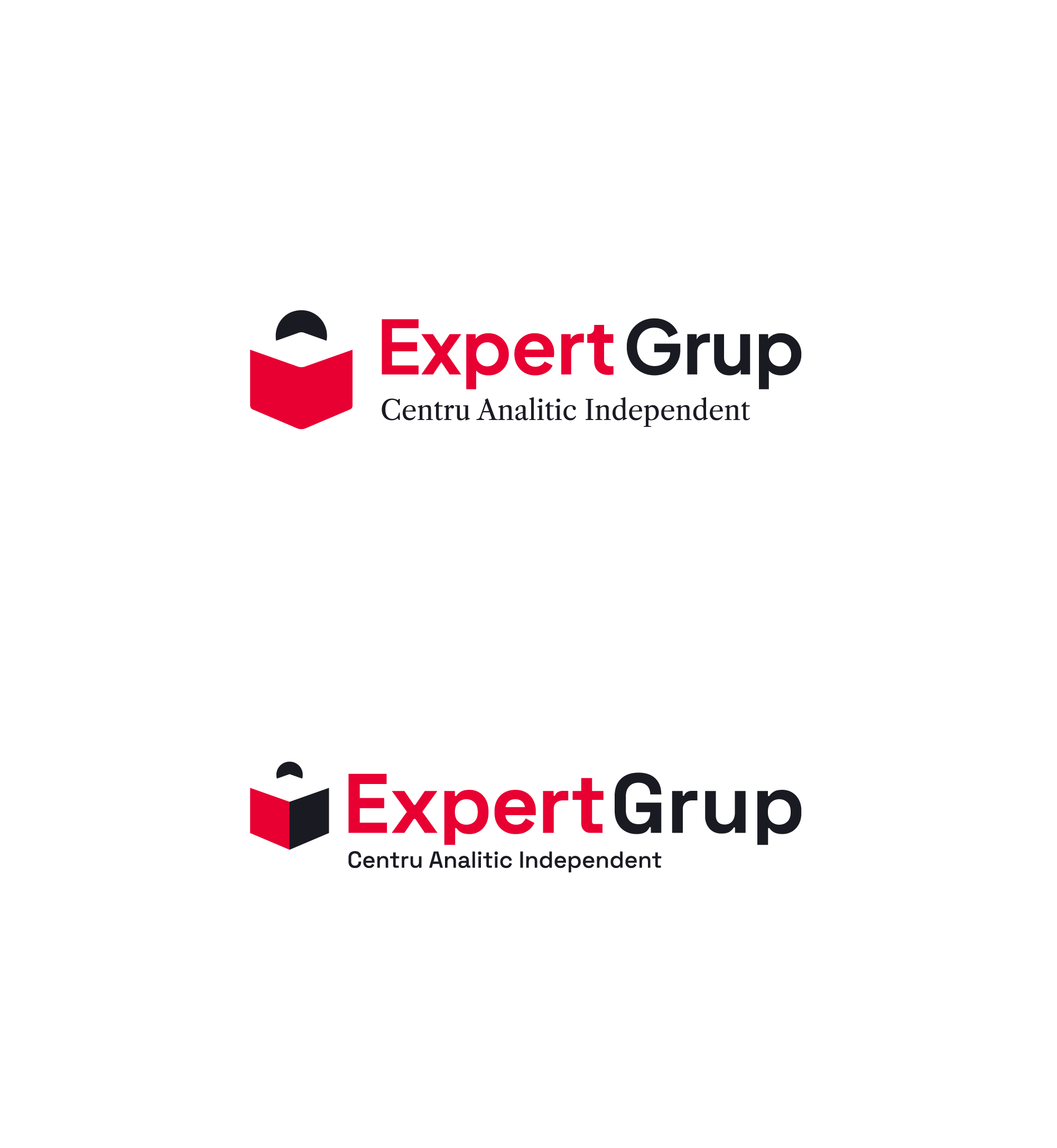 Comparație V2 versus V1 — variantele color ale logo-ului Expert-Grup, prezentate alăturat
